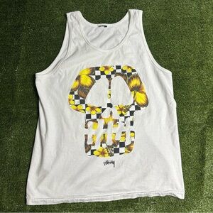 Vtg y2k stussy skull tank top medium